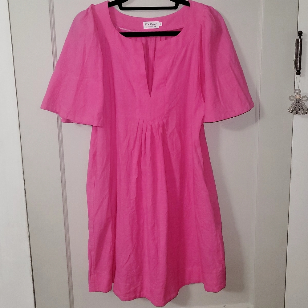 Just a Theory Fuchsia Pink Cotton Dress,  Size L